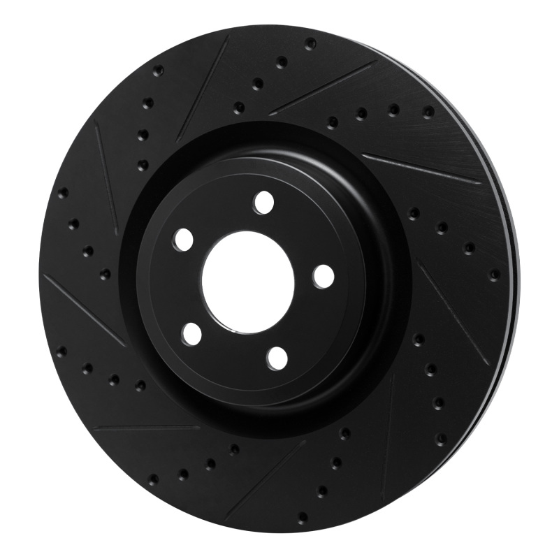 Ford Police Interceptor Utility Brake Rotor (1) - Front Left - R1 Concepts - Drilled & Slotted - Black - `20-`25